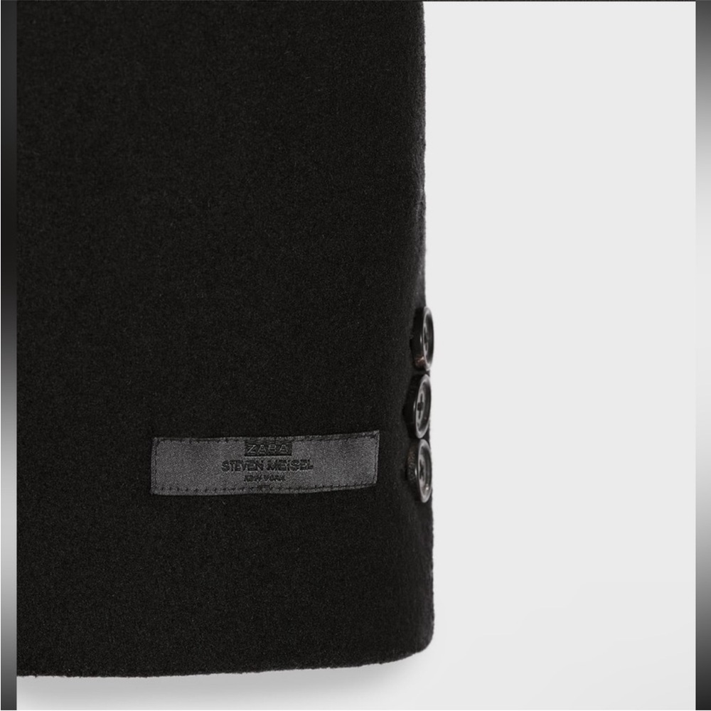 $350 Zara Black Oversized wool blend Coat Jacket STEVEN MEISEL Limited Ed XS NWT - Picture 9 of 13
